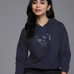 Allen Solly Woman Graphic Printed Pure Cotton Hooded Sweatshirt-picture-23