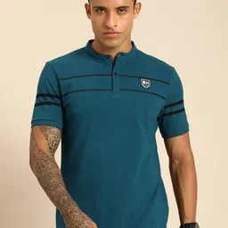 Being Human Men Blue Typography Polo Collar Applique T-shirt-picture-36