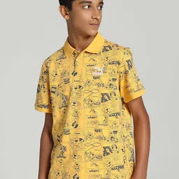 Puma Boys Super Puma Printed Polo Collar Regular Fit Pure Cotton T-shirt-image-8