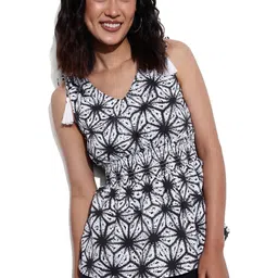 DressBerry Prismatic Monochrome Shoulder Ties Peplum Top-picture-34