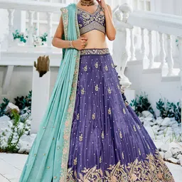 panchhi Embellished Sequinned Semi-Stitched Lehenga & Unstitched Blouse With Dupatta-picture-25