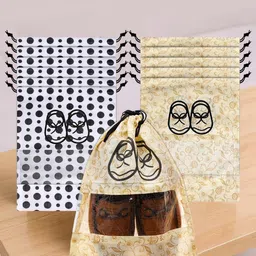 Kuber Industries Pack of 12 Floral Printed Shoe Bags With Clear window-picture-18