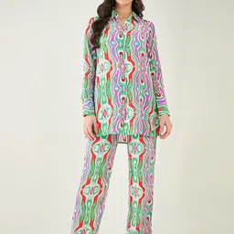 First Resort by Ramola Bachchan Long Sleeves Printed Shirt With Trouser-picture-30