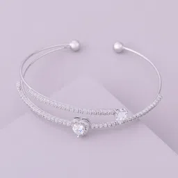 Kushal's Fashion Jewellery Women White Rhodium-Plated Party Zircon Trendy Kada-picture-12