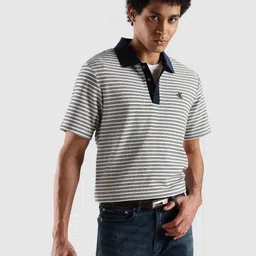Calvin Klein Jeans Striped Polo Collar Relaxed Fit T-shirt-picture-11