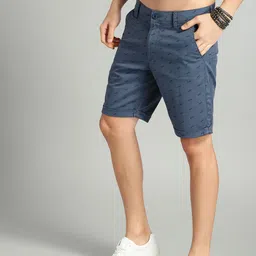 The Roadster Lifestyle Co Men Blue Printed Regular Fit Chino Shorts-picture-7