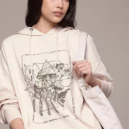 The Roadster Lifestyle Co. Women Printed Relaxed Fit Hooded Sweatshirt-image-8