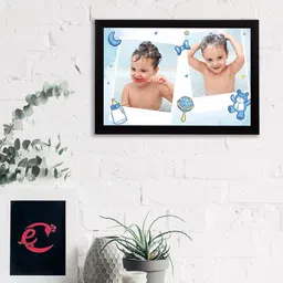 eCraftIndia Blue & Beige Cute Baby Satin Matt Textured UV Wall Art-picture-25