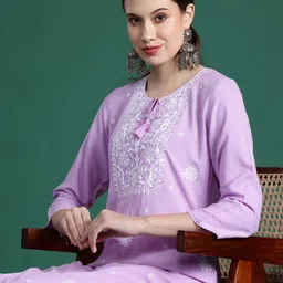 Indo Era Floral Embroidered Thread Work Kurta-picture-21