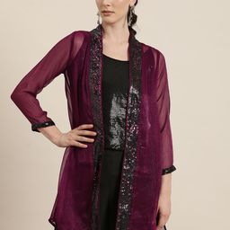 Qurvii Party Embellished Longline Shrug-picture-18