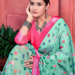 KALINI Floral Printed Zari Border Kota Saree-picture-34