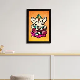 eCraftIndia Orange & Pink Lord Ganesha Satin Matt Textured UV Wall Art-picture-41