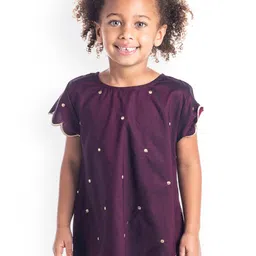 Cherry Crumble Girls Purple Embellished Top-image-3