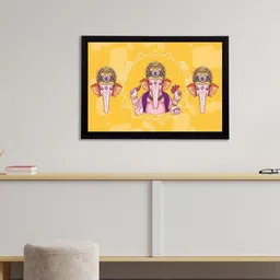 eCraftIndia Yellow & Purple Lord Ganesha Satin Matt Textured UV Wall Art-picture-27