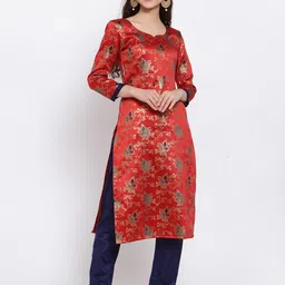 Me Lady Fashion Red & Blue Woven Design Unstitched Dress Material-picture-26