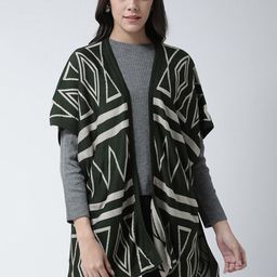 Club York Women Acrylic Green Printed Open Front Shrug-picture-4