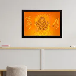 eCraftIndia Orange & Black Lord Ganesha Satin Matt Texture UV Art Painting-picture-28