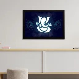 eCraftIndia Blue & White Satin Matt Texture Lord Ganesha UV Wall Art-picture-31