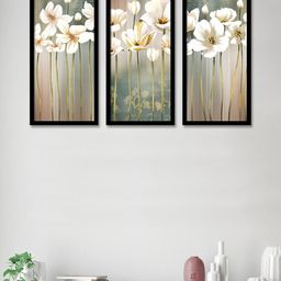 Art Street Set Of 3 White & Grey Floral Theme Framed Paintings-picture-35