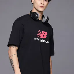New Balance Brand Logo Print Drop-Shoulder Sleeves Cotton Longline T-Shirt-picture-37