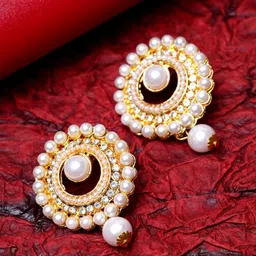 ANIKAS CREATION Off-White Gold-Plated Contemporary Studs-picture-27
