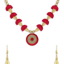 AKSHARA Gold-Plated Red Handcrafted Jewellery Set-picture-6