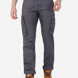 beevee Men Charcoal Grey Cargos Trousers-picture-10