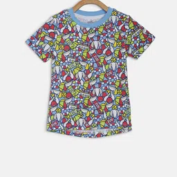MINI KLUB Boys Multicoloured Printed Round Neck Pure Cotton T-shirt-picture-43