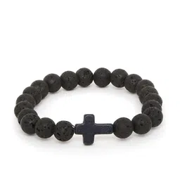 OOMPH Men Black Plastic Handcrafted Elasticated Bracelet-picture-43