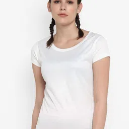 ScoldMe Women Off White Slim Fit T-shirt-picture-28