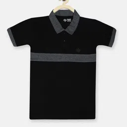CHIMPRALA Boys Black & Grey Polo Collar T-shirt image 1