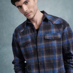 The Roadster Life Co. Checked Chest Pocket Detail Flannel Relaxed Shirt-image-44