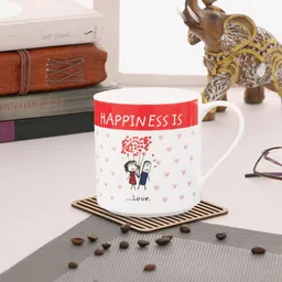 CLAY CRAFT White & Red Printed Single Ceramic Mug-image-78