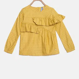 Blue Giraffe Girls Yellow Printed Top image 1