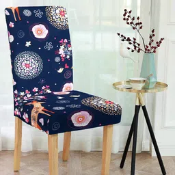 Cortina Navy Blue & White Printed Chair Cover-image-84