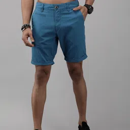 Roadster Men Blue Solid Regular Fit Regular Shorts-picture-35