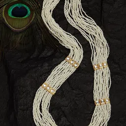 DUGRISTYLE Gold & White Sterling Silver Kundan & Pearls Layered Necklace-picture-37