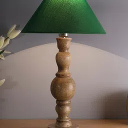 Homesake Beige Solid Handcrafted Wood Bubble Bedside Lamp-image-68