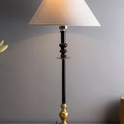 Homesake White & Black Solid Handcrafted Bedside Standard Table Lamp with Shade-picture-16