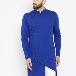 Hypernation Men Blue Solid Straight Kurta-picture-41