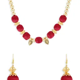 AKSHARA Gold-Plated Red Handcrafted Jewellery Set-picture-17