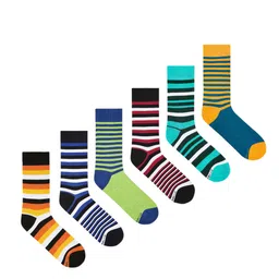 Dynamocks Pack Of 6 Striped Calf-Length Socks-picture-20
