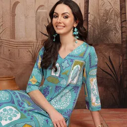 Sangria Ethnic Motifs Print Straight Kurta-picture-24