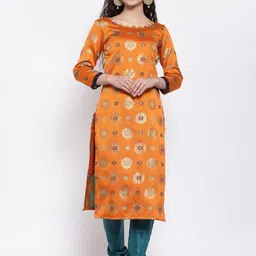 Me Lady Fashion Orange & Blue Unstitched Dress Material-picture-33