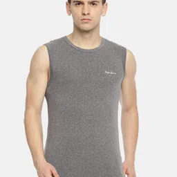 Pepe Jeans Men Grey Melange Solid Gym Vest-picture-33
