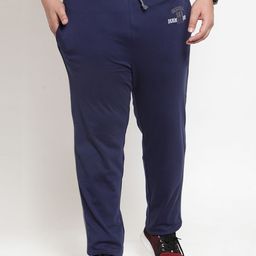 plusS Men Navy Blue Solid Straight-Fit Trackpants-picture-8