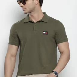 Tommy Hilfiger Brand Logo Embroidered Detailed Polo Collar Pure Cotton Slim Fit T-shirt-picture-37