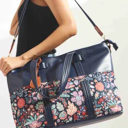 Chumbak Batik Bloom Work Tote - Navy-image-1
