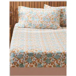 Teal by CHUMBAK Pixel Florals Bedsheet Multi-Color 104 Tc (Queen)-image-21