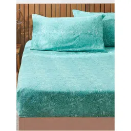 Teal by CHUMBAK Classic Tone-On-Tone Bedsheet Blue 104 Tc (Queen)-picture-11